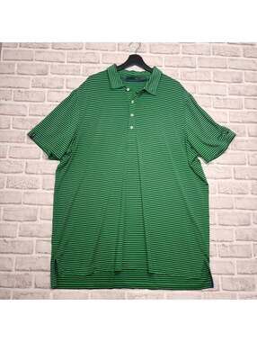 RLX Ralph Lauren Striped Golf Shirt Green Navy Men's XXL